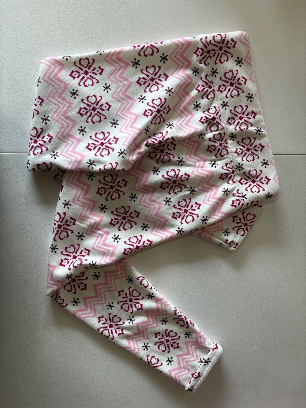 SO White, Light Pink & Dark Pink Fair Isle Kids Pajama Bottoms